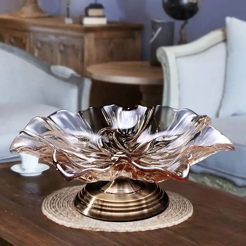 European Living Room Large Crystal Glass Fruit Bowl Coffee Table Decoration Ornaments Large Double Dry Fruit Plate Zp3151420 Dishes Plates Aliexpress