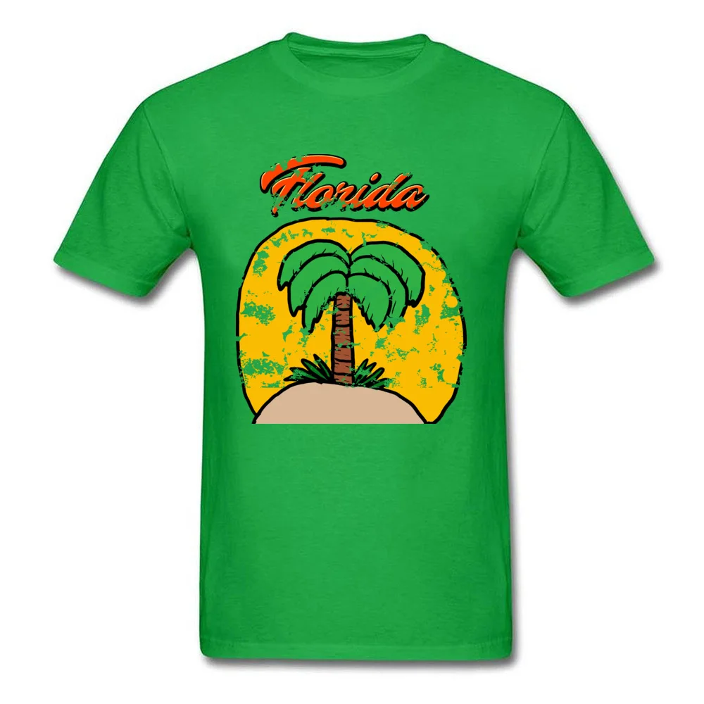 Vintage Florida Design Pure Cotton Student Short Sleeve Tops Shirts Group Lovers Day Tshirts Special Round Neck Tops & Tees Vintage Florida Design green