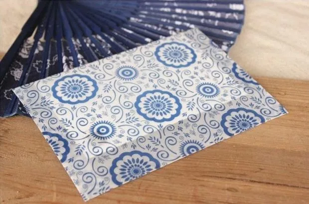 5 шт./упак. Китай винтажном стиле синий цветочный узор полупрозрачная овощей пергаментной бумагой конверт (размер 175x125 мм/ ПК)