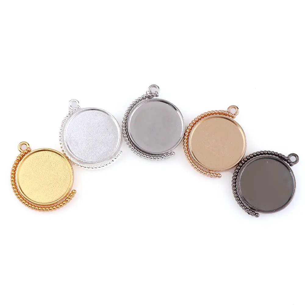 

5-piece 25mm Internal Size 5-color Classic Style double-sided Rotating Convex Base Set Pendant Pendant
