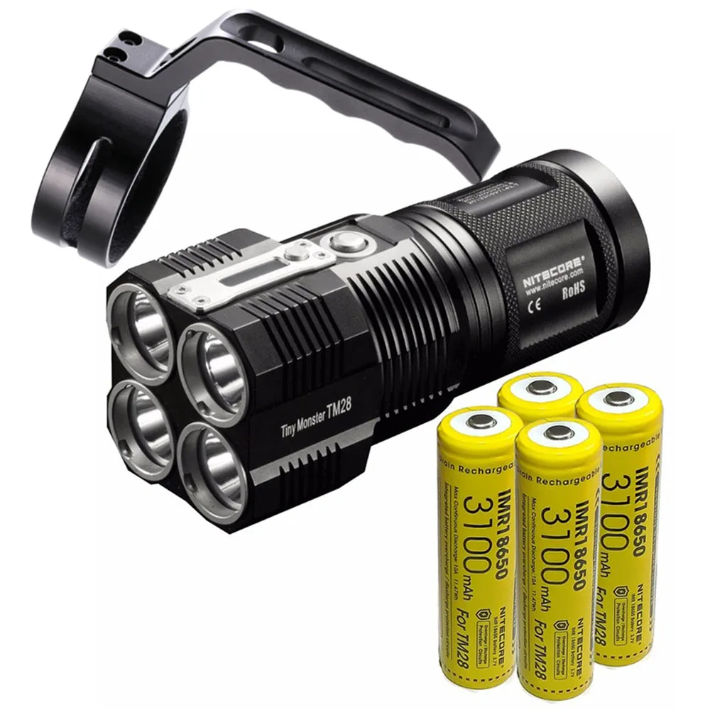 NITECORE TM28 Tiny Monster Fashlight Kit 4* CREE XHP35 HI LED max 6000lm 8 working modes beam distance 655 meter NHM10 NBP68