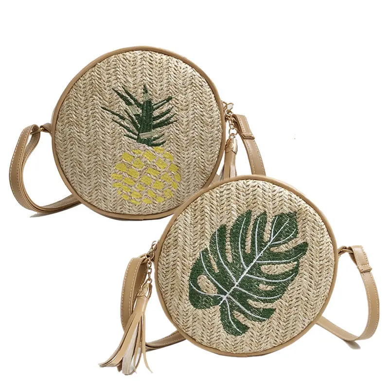 

Women Vintage Beach Straw Bag Ladies Handmade Woven Rattan Messenger Handbag Hollow Handmade Bohemian Crossbody Shoulder Bag New