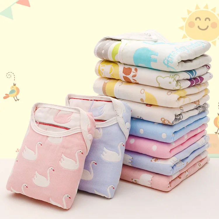 Детские спальные мешки для новорожденных хлопок 6 слоев марли мягкий уход за кожей против ударов спальный мешок дети органические коляски мешок 45*80 см
