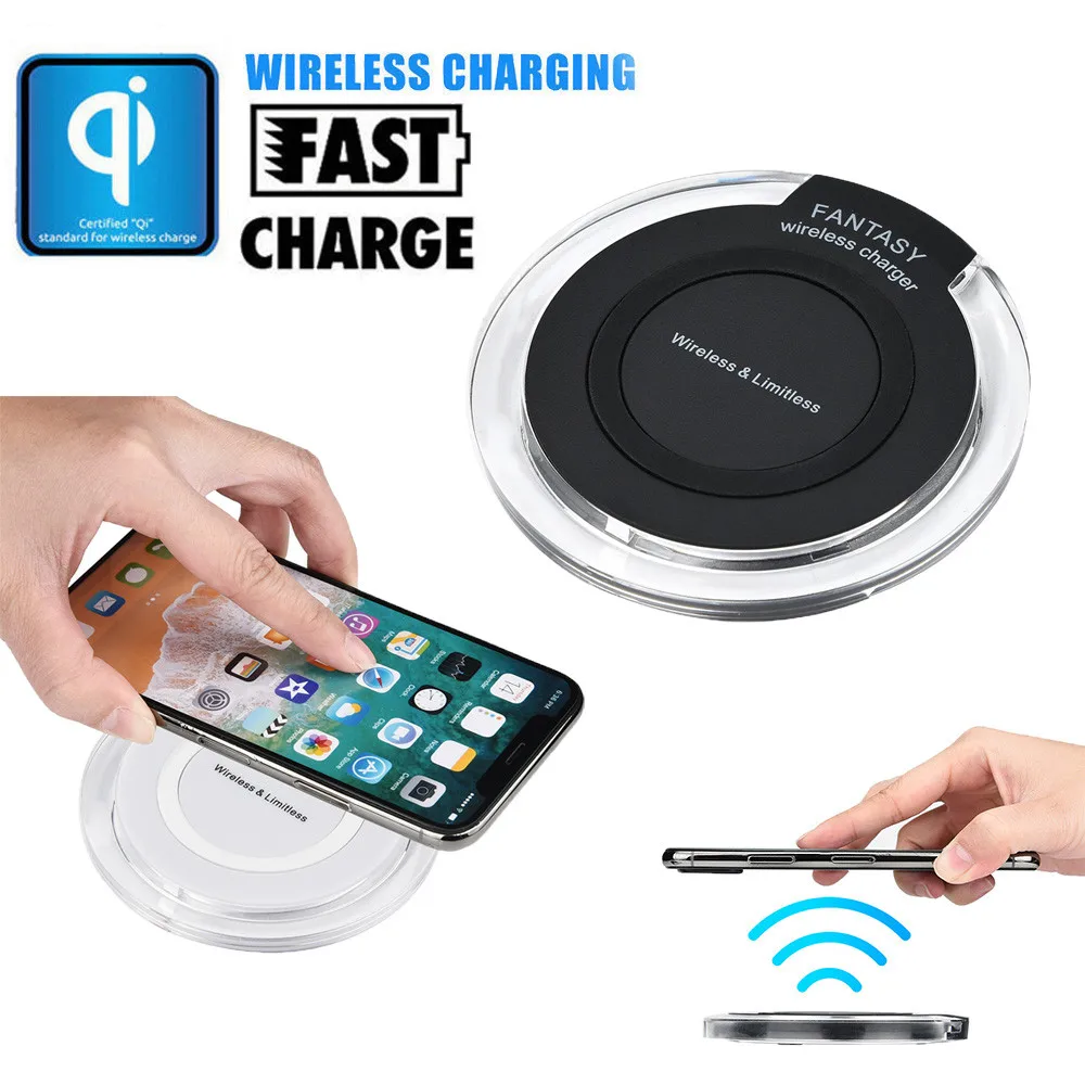 

Portable Mini Acrylic QI Wireless Charger Charging Pad Mat for Iphone 8/8 Plus/X Ultrathin Lightweight SAFETY PROTECTION