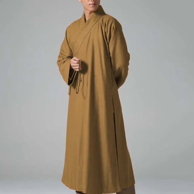Unisex warm wool buddhist lay meditation robe zen monk suits martial