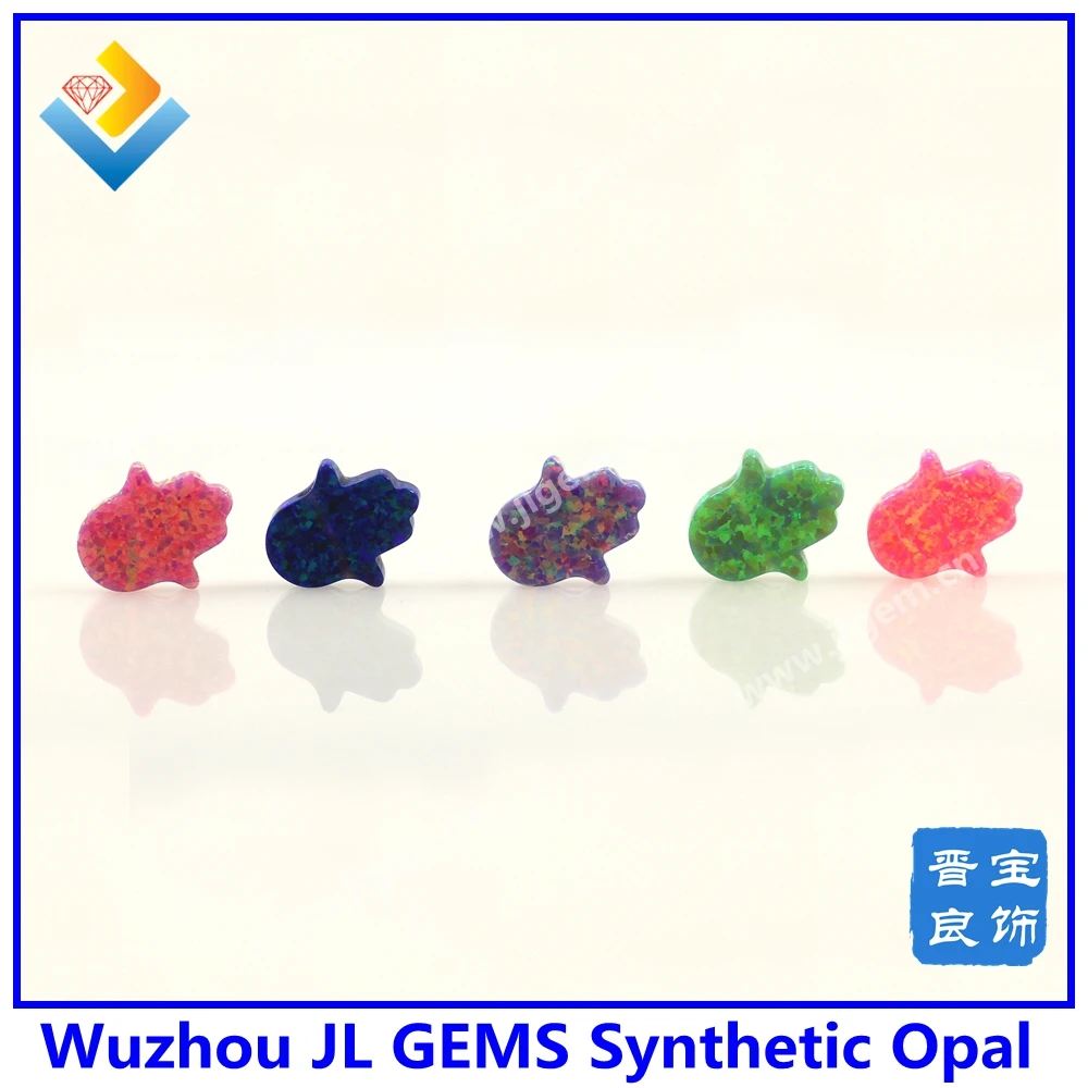 

(MOQ=3CPS) Free Shipping Synthetic Opal Hamsa Stone 11x13mm Fatima Hamsa Hand Pendant For Necklace Wholesale Price