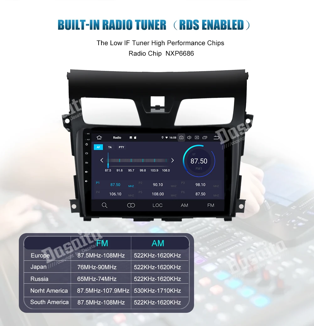 Dasaita 10," Android 9,0 автомобильный Радио Bluetooth мультимедийный плеер для Nissan Teana Altima 2013 с автомобильным gps Navi 1080P