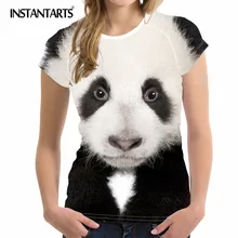 INSTANTARTS 3D животного с принтом панды Для женщин Спортивная футболка дышащие летние шорты рукавом Женская футболка быстросохнущая футболка