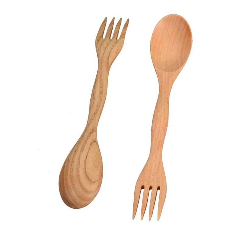 Newly wooden Camping Hiking Travel Out Spork Utensil Spoon Fork Knife Cutlery Wholesale Free