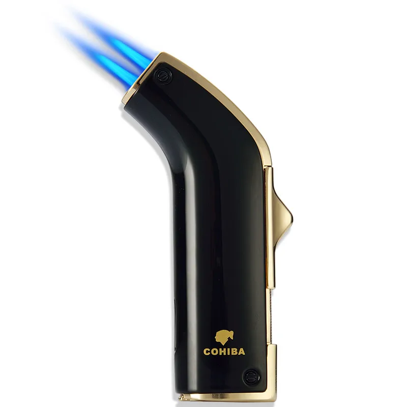 High quality Yellow&Black Titanium Cigar Lighter and Cigar Cutter Cigar