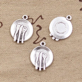 

20pcs Charms Tableware Kitchen Fork Spoon 20x15mm Antique Bronze Silver Color Pendants Making DIY Handmade Tibetan Jewelry
