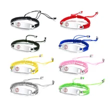 Гравировка дети идентификатор медицинской опасности плетеный браслет ручной работы из нержавеющей стали ID Tag Браслеты Красный Медицинский символ ювелирные изделия