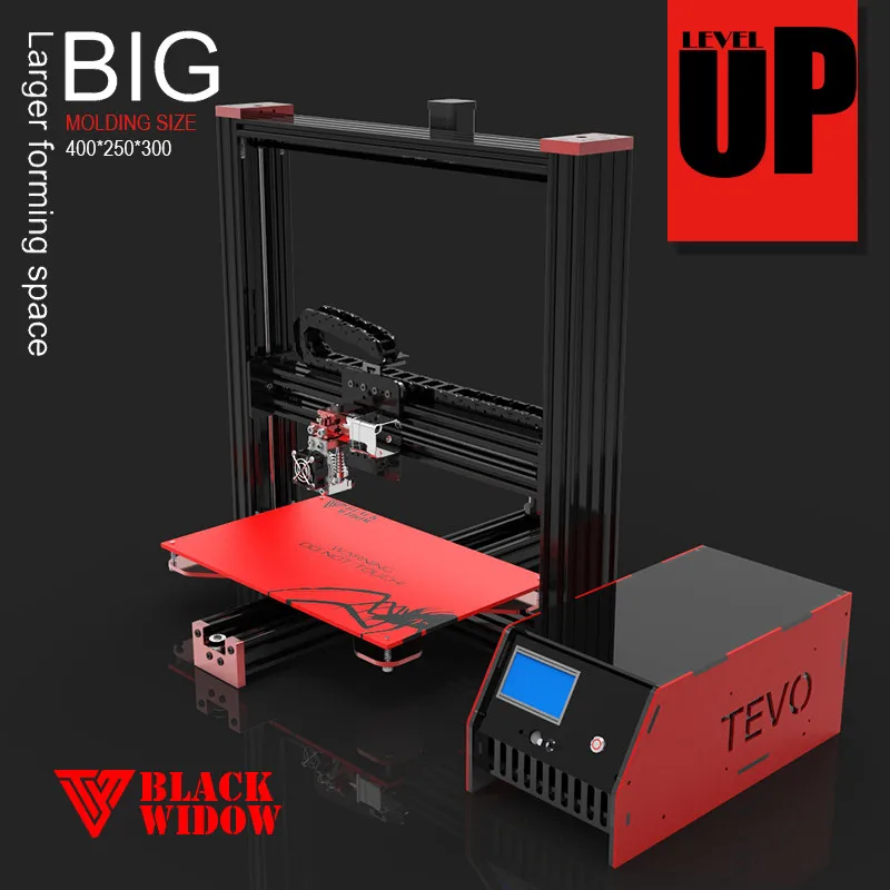2016 Newest TEVO Black Widow DIY 3D Printer Kits Large Printing Area 370*250*300mm OpenBuilds&4080 Aluminum Extrusions