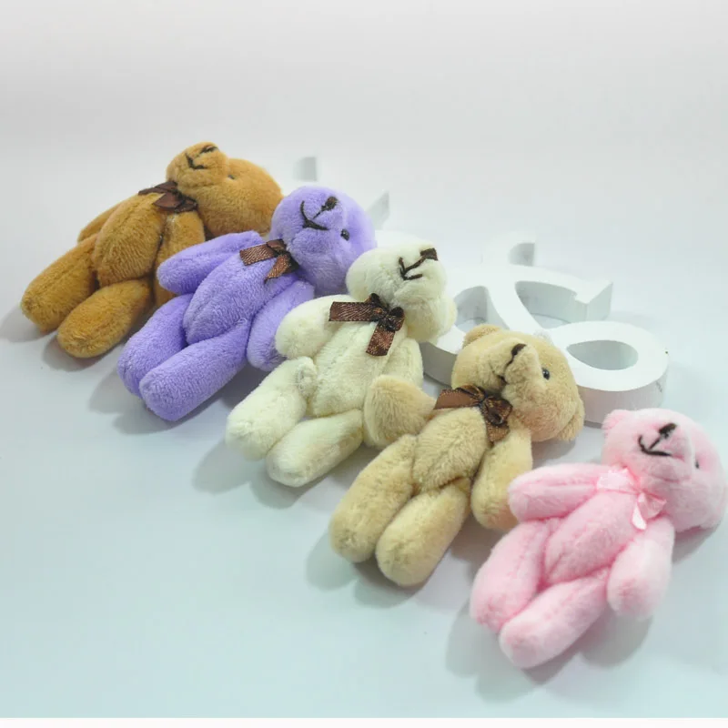 Mini Cute Cartoon Joint Bear Plush Toys Bow Tie Teddy Bear Dolls Bag Phone Pendant DIY Flower Bouquet Doll 8cm  (6)
