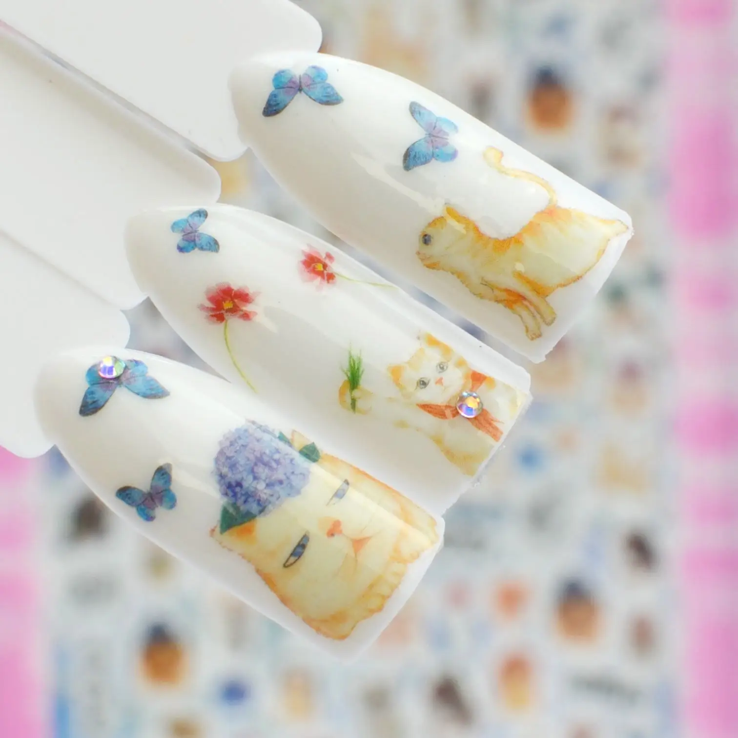 

YZWLE 1 Sheets Mixed Colorful Red/Orange/Rose Flower 3D Adhesive Tips Nail Decals Nail Art Sticker New Charm Women Nail Tools