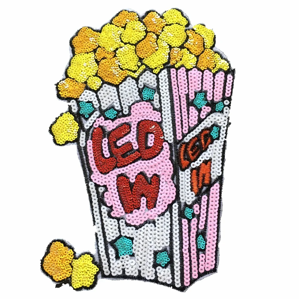 

Patch Brand Iron on Popcorn Embroidery Patches for Clothes Dress Jeans DIY Sewing Accessories Led in Clothing Appliques Sticker