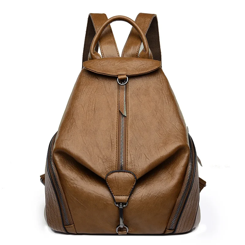 Женские кожаные рюкзаки для девочек, высокое качество, винтажный женский рюкзак, женский рюкзак, повседневный рюкзак, рюкзак - Цвет: Brown backpacks