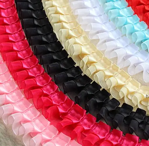 New arrival 4cm 10yards Black Polyester Lace Fabrics/ Ruffles Trims/Plated Z1007 | Дом и сад