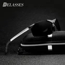 DELASSES 2018 Новый Алюминий магния поляризованных солнцезащитных очков Для мужчин Полу-без оправы UV400 вождения солнцезащитные очки спортивные
