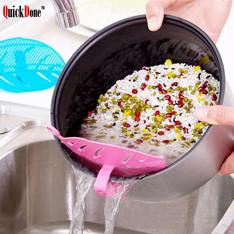 

QuickDone Plastic Rice Beans Leaf Shape Washing Sieve Creative Cleaning Gadget Kitchen Clips Tools Filtering Baffle AKC5085