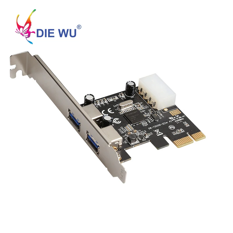 DIEWU PCI-E PCI express двойной порт USB 3,0 концентратор PCI Express карта расширения высокоскоростной адаптер с низкий кронштейн