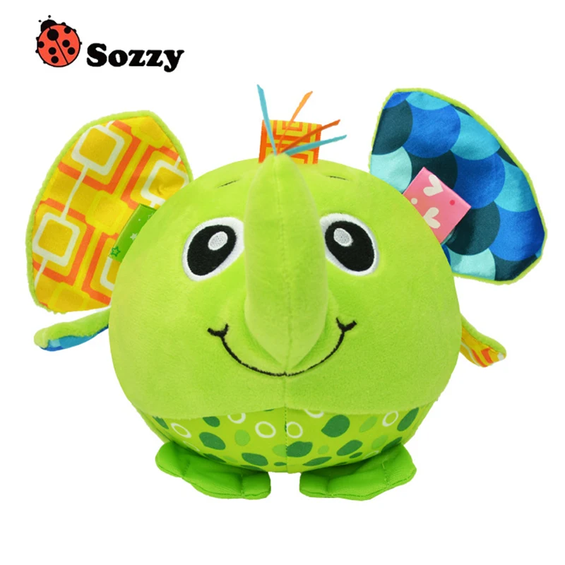 

Baby animal modeling ball Cartoon plush Ball toys colorful soft bell Toy Educational Hand Grasp WJ530