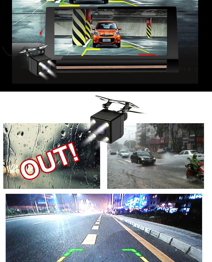 6,86 дюймов 3g Автомобильный видеорегистратор gps навигация Android 5,0 видеорегистратор авто рекордер с двумя объективами камеры Full HD 1080p Автомобильный Черный Ящик видеорегистратор era