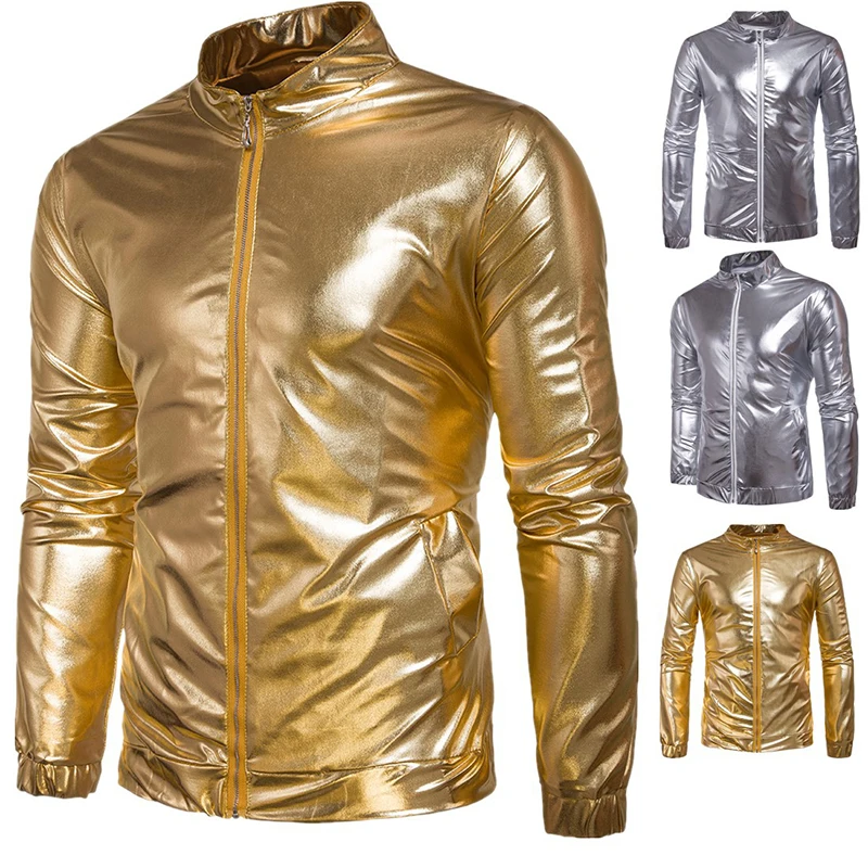 Для мужчин индивидуальность four seasons можете носить куртку Золотой Серебристый цвет Повседневная Брендовое пальто Новинка 2017 Для Мужчин's