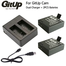 GitUP 2 шт 1000mAh Li-on аккумулятор+ 1 шт батарея двойное зарядное устройство для GitUP Git1/Git2/Git2P Спортивная Экшн-камера