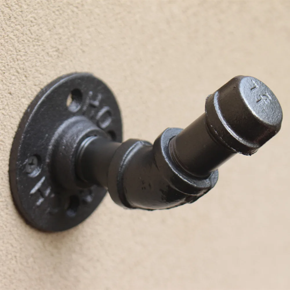 INDUSTRIAL WALL MOUNTED METAL PIPE COAT TOWEL HOOK HANGER RETRO URBAN