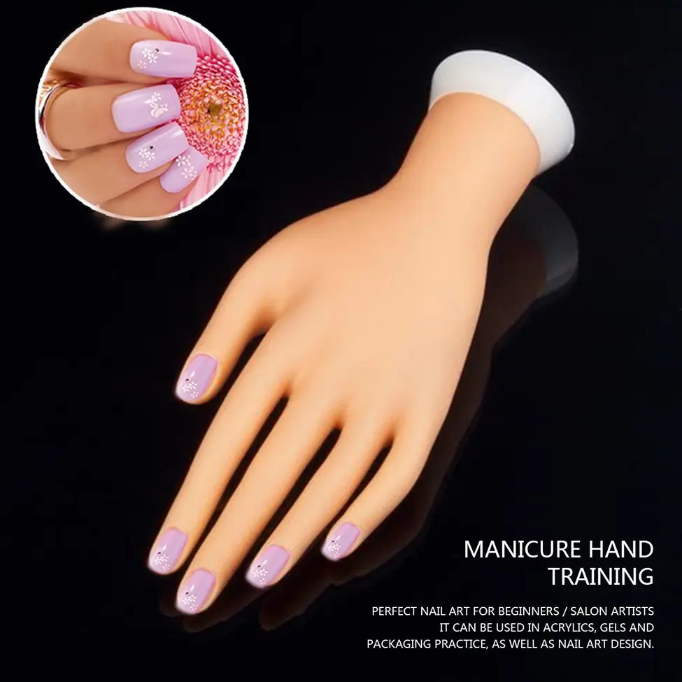 

Nail Art Hand Soft Training Display Model Hands Practice Flexible Silicone Prosthetic Personal Salon Manicure Tools Beauty
