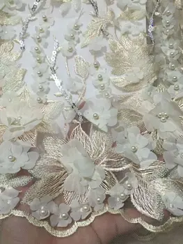 

The latest laser cutting 3d lace fabric, white African lace fabric, 2018 high quality French lace embroidery lace
