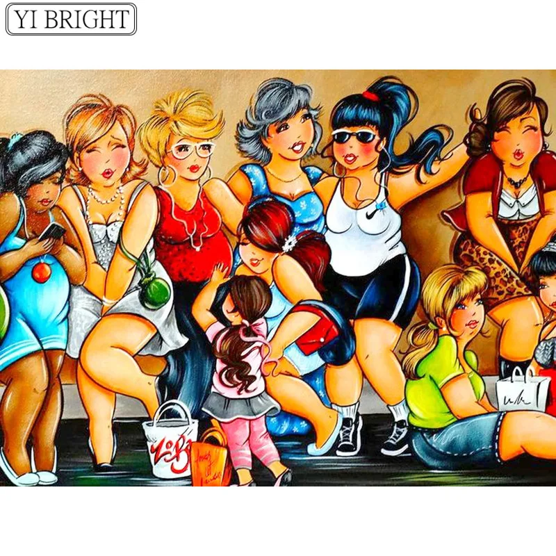 

5D DIY Full Square Diamond Painting Cross Stitch Girls' gathering 3D Diamond Embroidery Rhinestone Mosaic Home Decoration