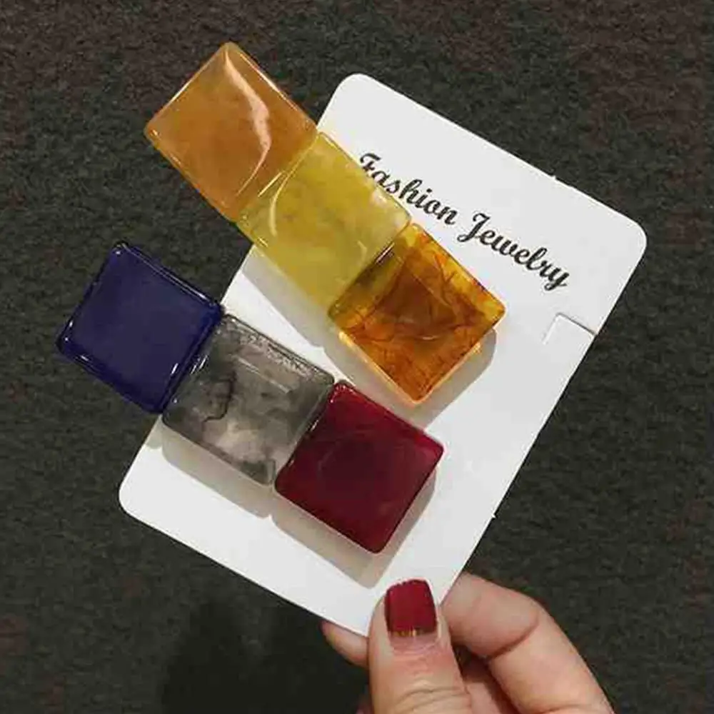 

2019 Fashion Hit Color Resin Hairpins Geometric Square Hair Clips for Women Girls Hair Accessories Hairgrip Good Beautiful
