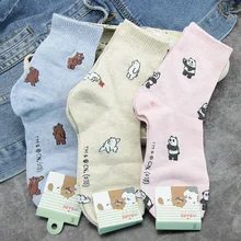 Anime We Bare Bears print socks Grizzly Panda IceBear cute fun cartoon women cotton sock autumn winter soft comfort breathable