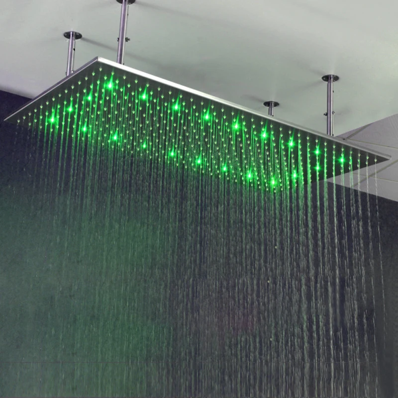 Big Rainfall LED Showerheads  60*80CM Water Temperature Control Bathroom Showers Polished Shower Head With Shower Arms 304 SUS