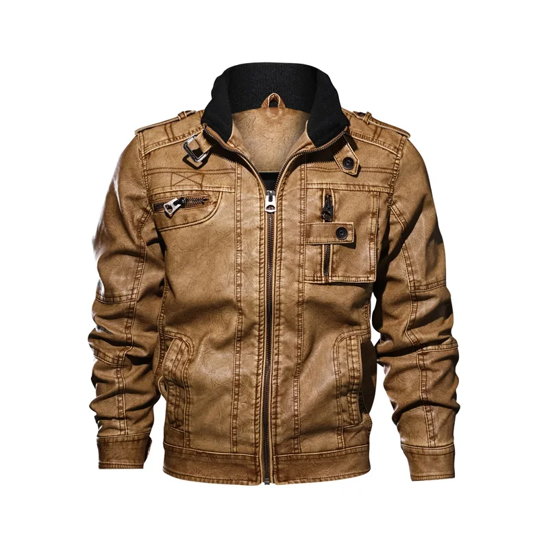 

NIANJEEP Leather Jacket Men 2018 Autumn New Brand Windproof Leather Coats Causal motorcycle Vintage PU Leather Jackets 4XL 5XL