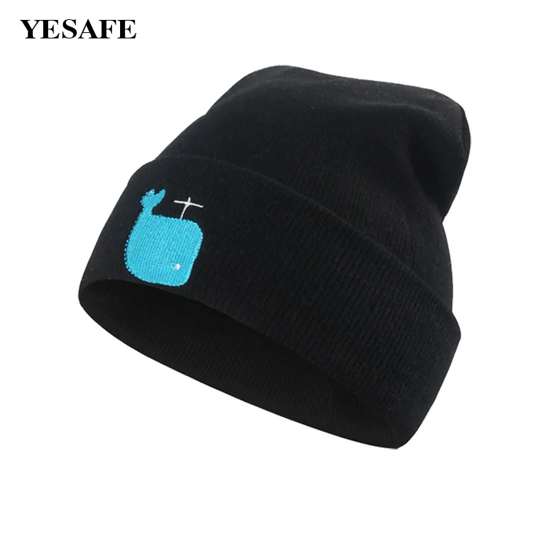 Skullies шапочки КИТ вышивка зима Шапки для Для женщин Открытый Теплые шапки Детские