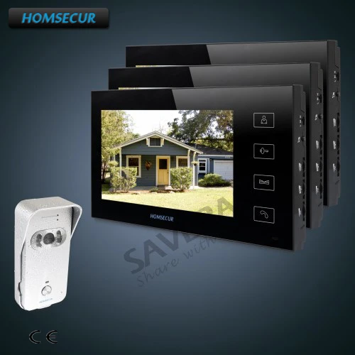 

HOMSECUR 7" Wired Video&Audio Home Intercom+Silver Camera 1C3M for House/Flat