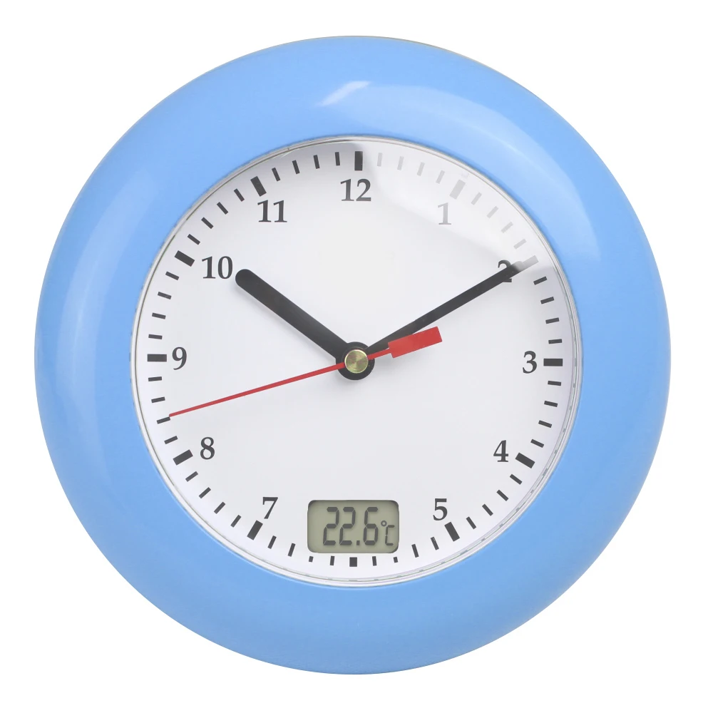 NEW Thermometer Bathroom Wall Clocks Waterproof Analog Bathroom Clock