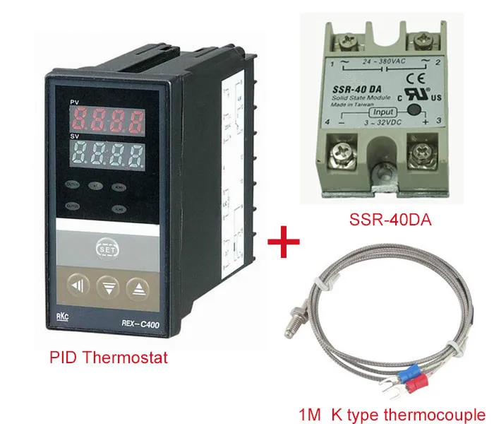 Цифровой RKC PID регулятор температуры Термостат REX C400 (SSR выход) + K Тип термопары
