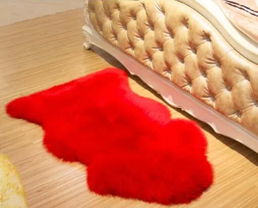 

Luxury Red Real Sheepskin Rug Sofa Cover Chair Pad Genuine Carpet for Home Living Room Rug Made from Zealand & Australian Wool