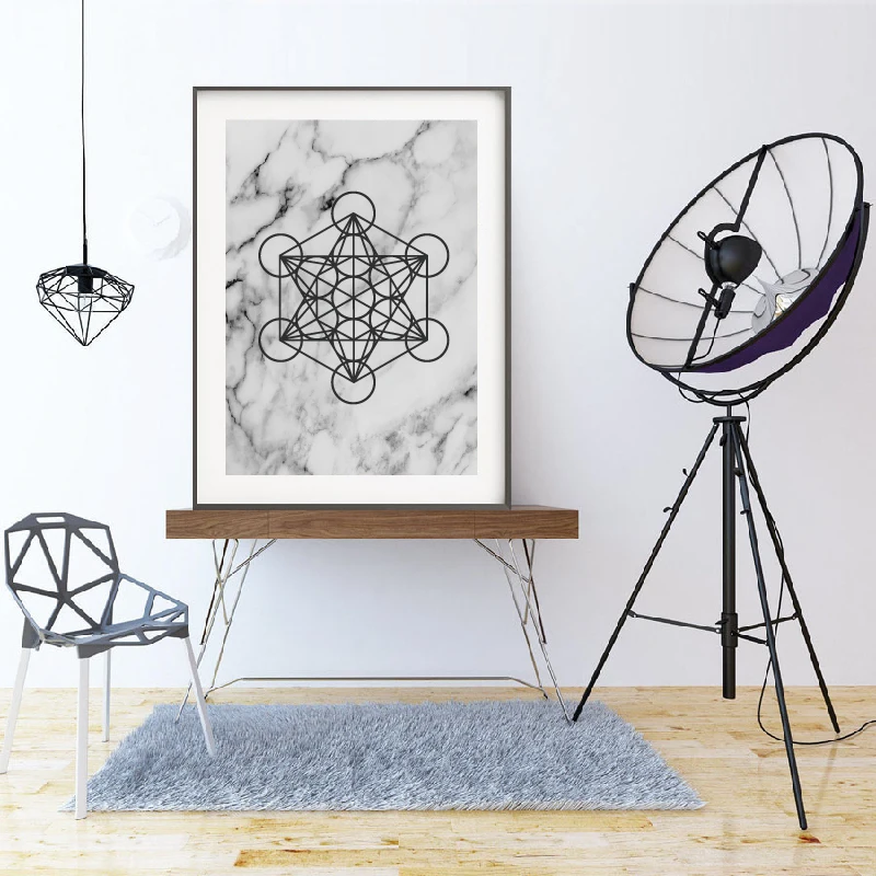 Золото Metatron куб Мрамор Wall Art Холст Для Живописи золотого Сакральная Геометрия с фруктовым принтом жизни Арт плакат домашний Декор стены искусства Декор