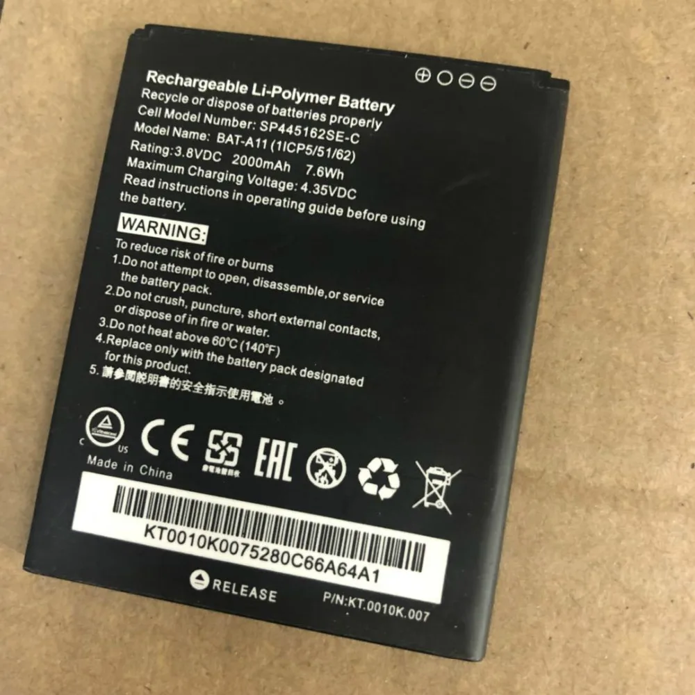 Batteria Al Litio Per Acer BAT-A11 (1ICP5/51/62) - 3,8V, 2000mAh/7,6Wh, Ricambio Compatibile, 100g