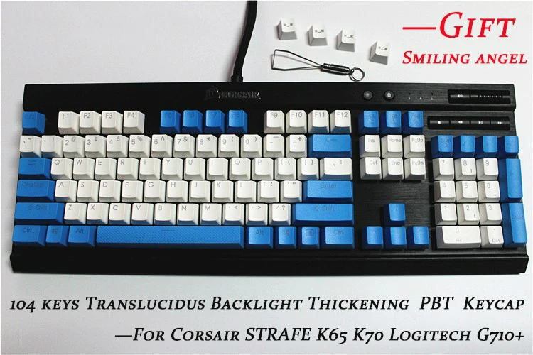 MP 108/87 клавиши прозрачная подсветка PBT кейкап для Corsair STRAFE K65 K70 Logitech G710 + Проводная