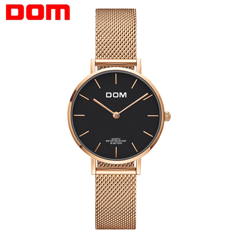 

Women Watches DOM Quartz Stainless Steel Luxury Gold Fashion wristwatch Ultra Slim Watch Business Woman Reloj Feminino G-36G-1M1