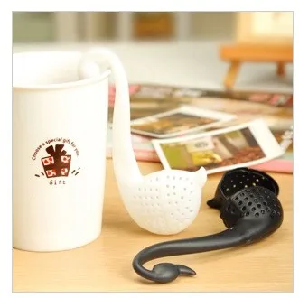 Креативный дизайн лебедь пищевой белый черная чайная чашка горшок заварочный фильтр свободный сито в форме листа портативный травяной диффузор для специй инструменты