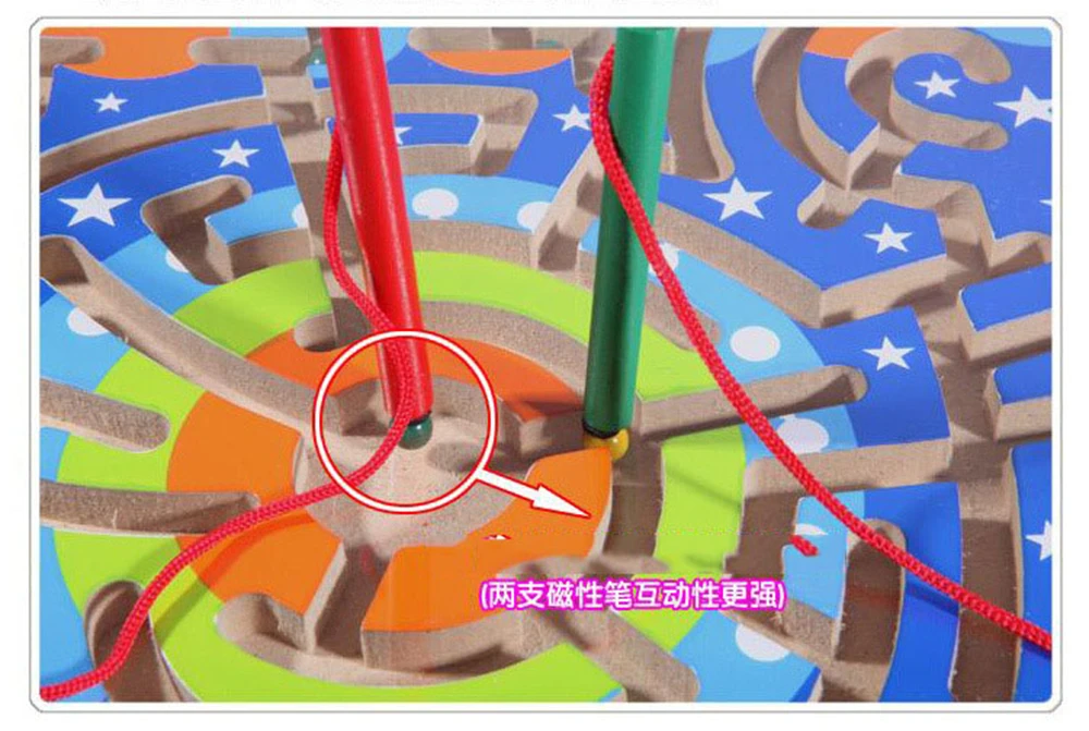 Magnetic Wand Wiggles and Worms Marbles Labyrinth Wooden Animal Maze Educational Kids Parenting Family Game Toys (12)
