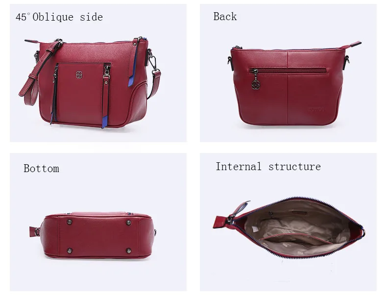 HONGU Fashion Women Top-Handle ShoulderBags Natural Genuine Leather Handbag Tote Lady Crossbody Bag Authentic Girl Messenger Bag  H51240560 (10)