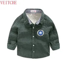 Новинка года, брендовые зимние рубашки в клетку для мальчиков детская хлопковая одежда в британском стиле повседневный топ с длинными рукавами для маленьких детей ростом от 90 до 130 см